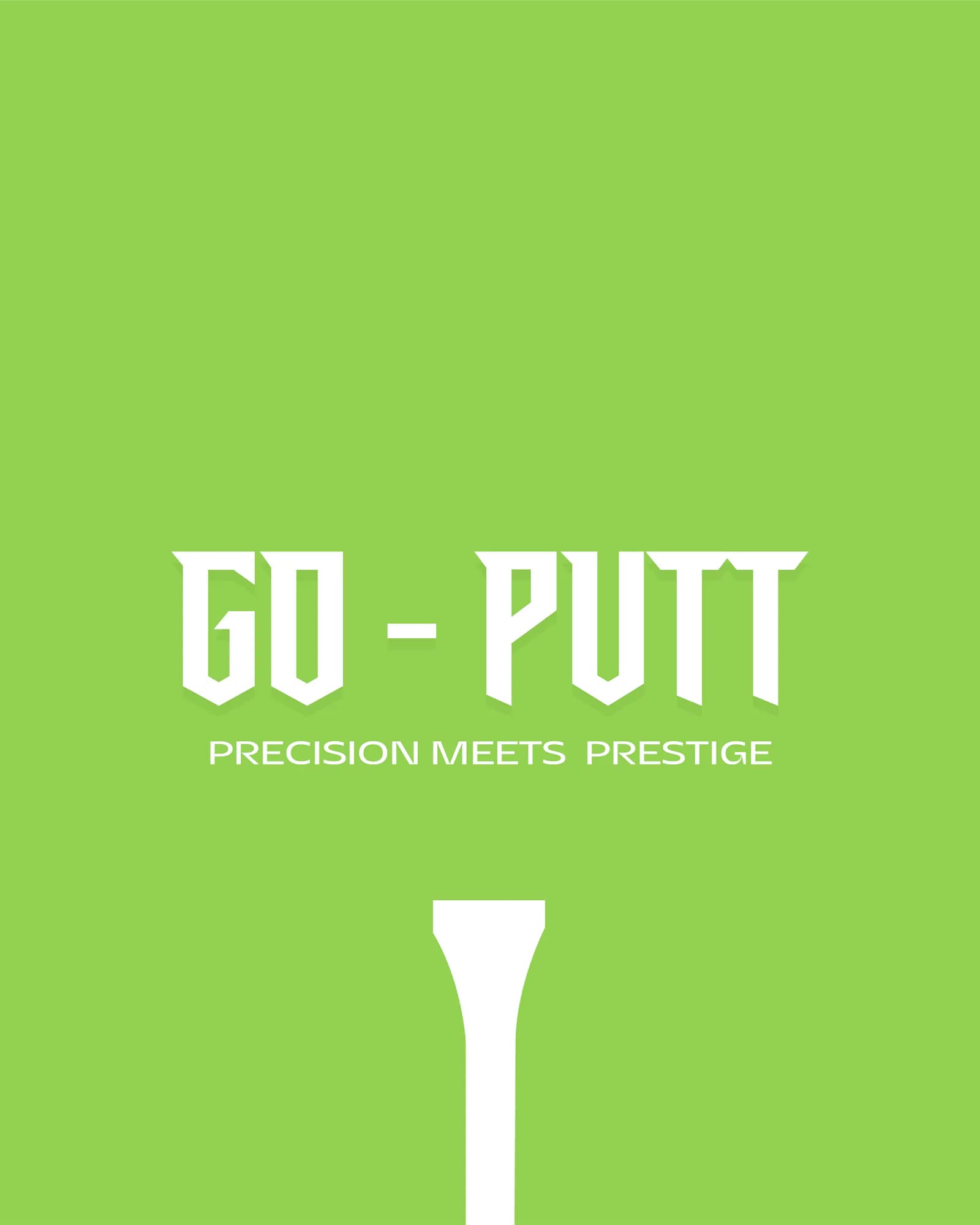 The Go-Putt wordmark and tagline on a green ground with a golf tee