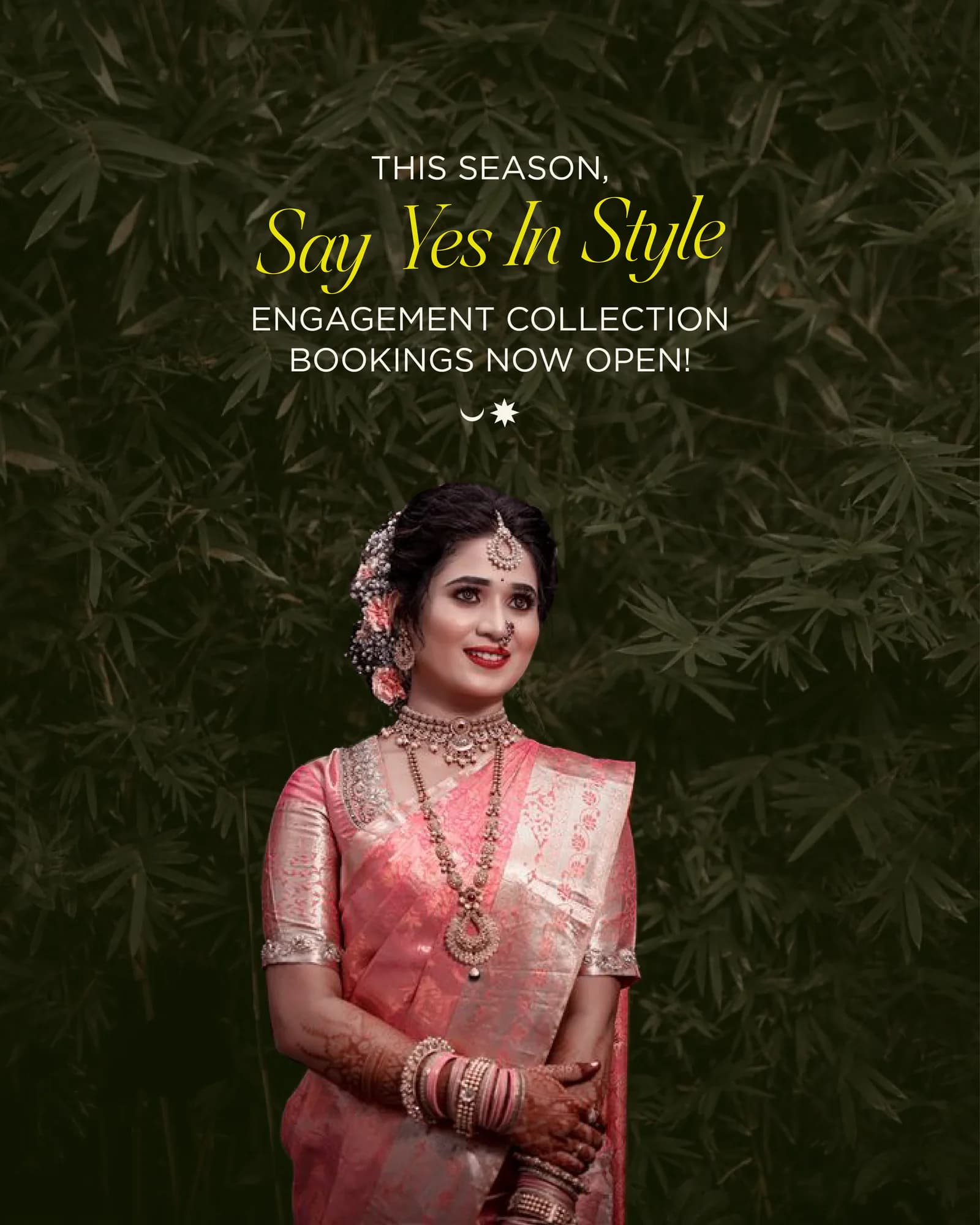 Engagement collection post — portrait in a rose-pink ensemble