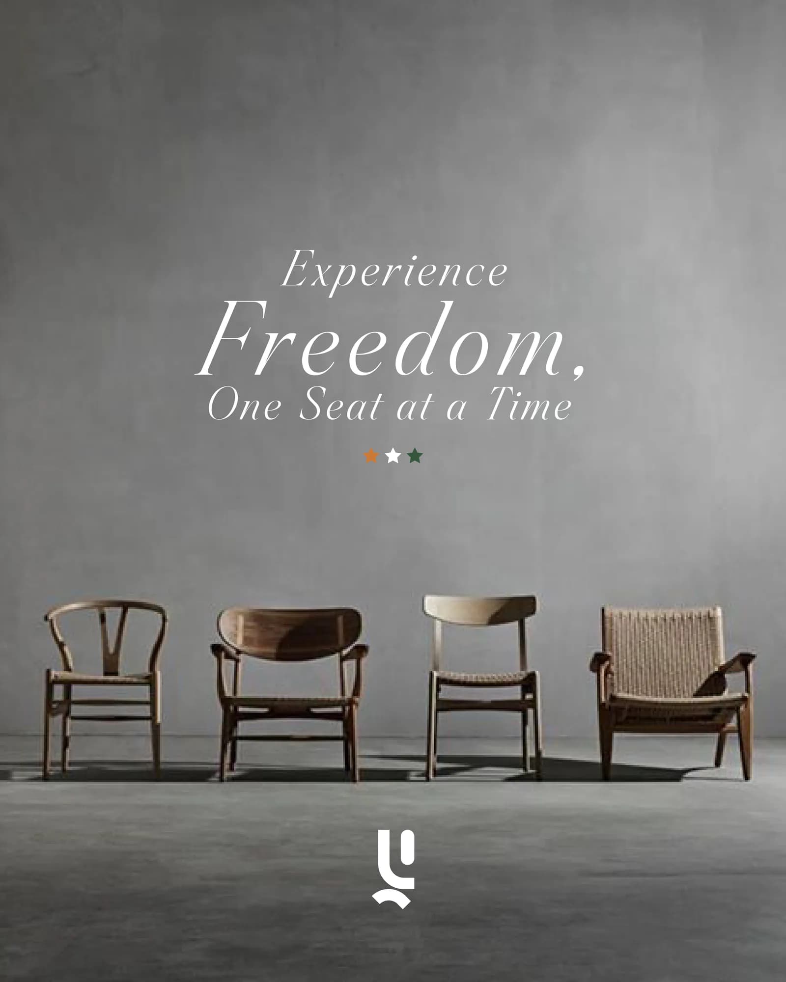 Campaign post of a row of dining chairs on a grey ground