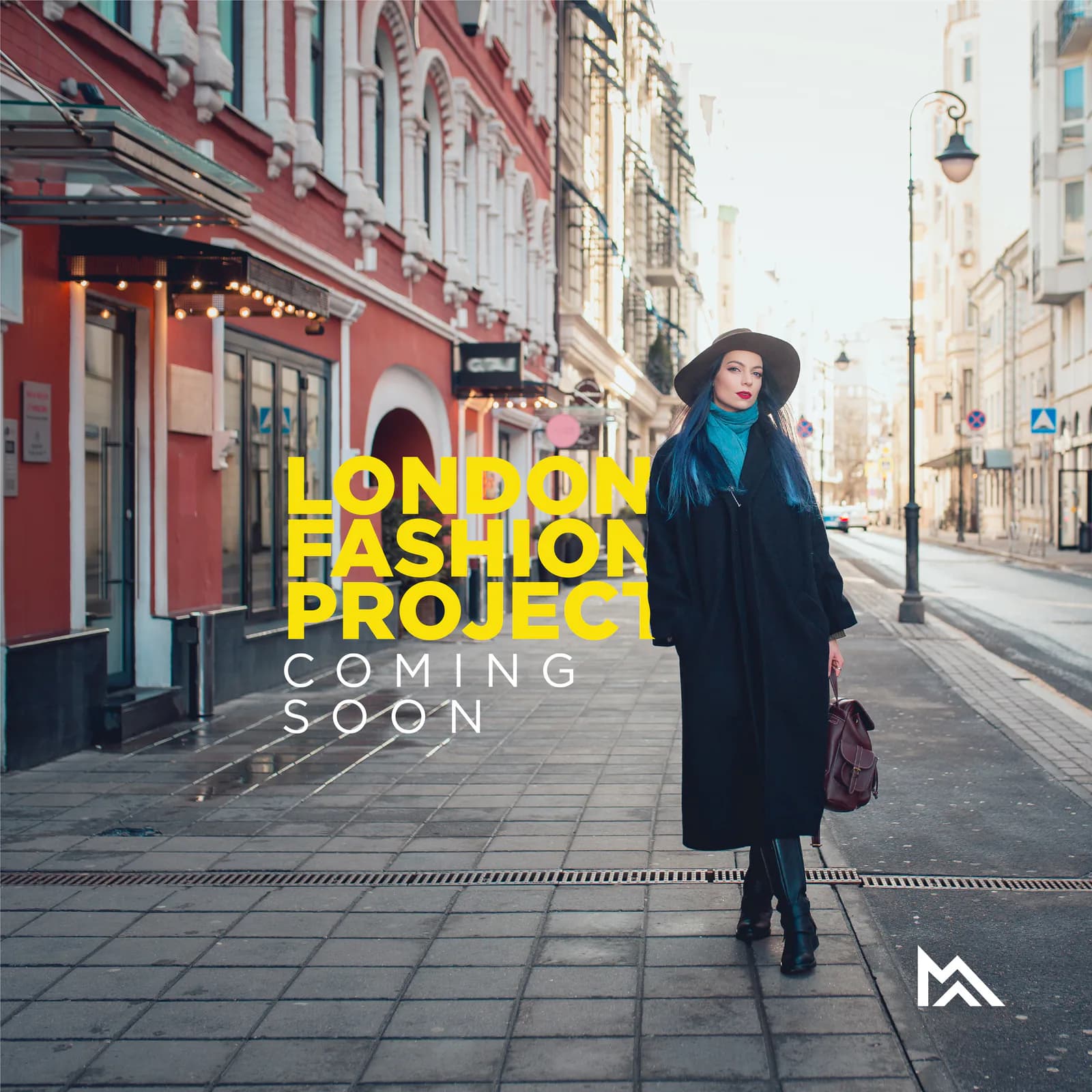 Campaign frame on a London street announcing the fashion project