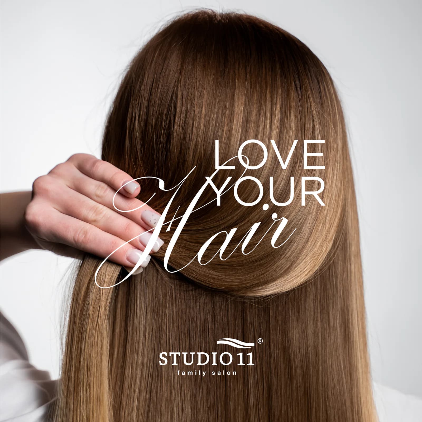 Detail campaign frame of finished hair on a dark ground